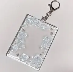 トレカケース　トレカキーホルダー　トレカデコ　B8 クリアブルー　リボン