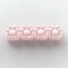 【白×ローズピンク】肉球キーキャップ 4こ ハンドメイド ‪✿1つおまけ付き‪✿