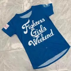 北海道日本ハムファイターズ　Tシャツ　ブルー　ロゴ入り　ポリエステル