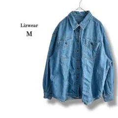 【Lizwear】リズウェア　薄手メンズデニムシャツ　コットン　ブルー　綿　M