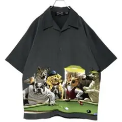 犬 ドッグ アニマル ビリヤード アロハ ポリシャツ 半袖シャツ 2XL相当