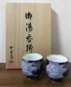 香蘭社 湯呑 5個　薔薇 白バラ ローズ 花