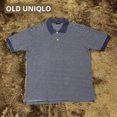 オールドユニクロ ポロシャツ ボーダー ブルーホワイト L 紺タグ UNIQLO