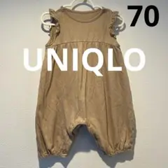 UNIQLO ショートオール ロンパース 70 サロペット オールインワン 茶