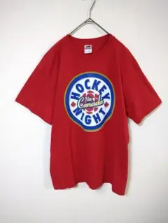 美品　フルーツオブザルーム　Ｔシャツ　メンズXL　赤色　綿100％　前後プリント