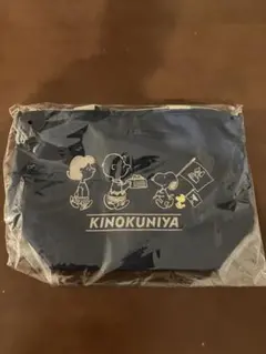 【PEANUTS×紀ノ国屋】スヌーピー　ショルダー付ミニバッグ　ネイビー