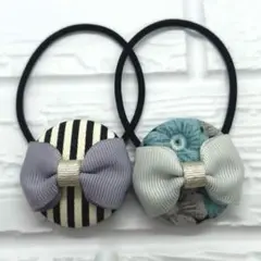 【322】ハンドメイド38mm くるみボタン　ヘアゴム