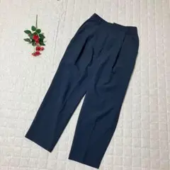 GU スラックス M ネイビー プリーツ入り ウエスト後ろゴム