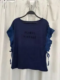 フリル半袖Tシャツ ネイビー