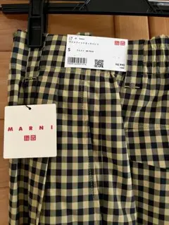 お値下げ！新品！　ユニクロ×MARNI チェック柄 ワイド　パンツ イエロー　S