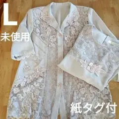 タグ付き　L　アンサンブル　ジャケット　ブラウス　ピンク　レース　花柄　ミセス
