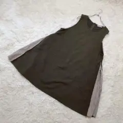 【クラウドナイン】ノースリーブ　チュニックワンピース　カーキ　M〜 L