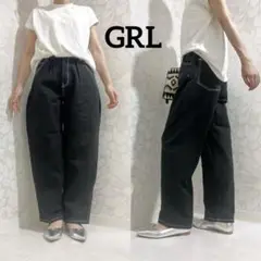 美品 未使用 GRL グレイル バレルレッグ 黒 パンツ レディース