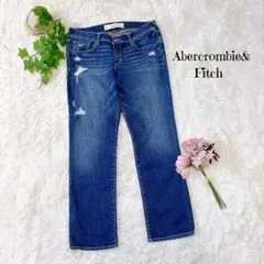 アバクロンビーアンドフィッチ ストレッチデニムパンツ ダメージ【28】青 b89