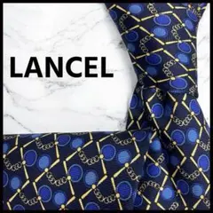 【美品】LANCEL ランセル　ネクタイ　ネイビー系　総柄