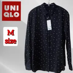 【新品タグ付き】UNIQLO レーヨンプリントブラウス ユニクロ ドット柄 M