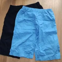 GU 水色と黒のハーフパンツ　2本セット 150cm