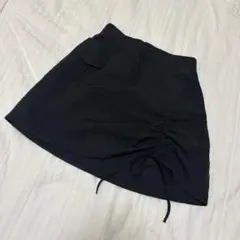 ブラックミニスカート ドローストリング付き