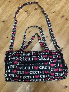 CECIL ロゴプリント ボストンバッグ 中型 コンパクト