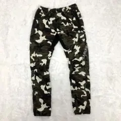 美品 パーリーゲイツ パンツ 迷彩 カモ 裏起毛 ワッペン 新作 ナイロン