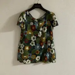 ホコモコラ　花柄　リネン混　ブラウス　40