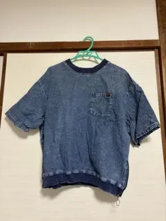 デニムブルー 半袖Tシャツ ポケット付き