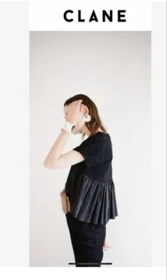 CLANE バックギャザー切替フリルTシャツ　1