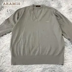 アラミス【L】長袖ウールニットセーター カシミヤミックス Ｖネック シンプル