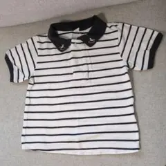ポロシャツ 100cm 白と黒のストライプ