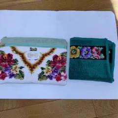 セール ユーズド フェイラー ポーチ ハンカチ アネモネ グリーン 花柄 レトロ