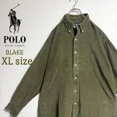 【ラルフローレン：コーデュロイシャツ】90sポロBLAKE ボタンダウンシャツ