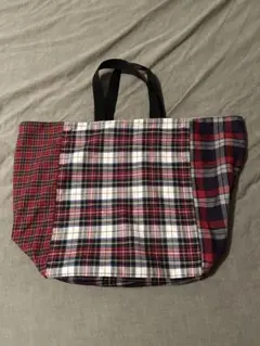 ハンドメイド　チェックトートバッグ　未使用品
