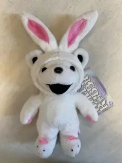 デッドベア うさぎ耳の熊のぬいぐるみ　ビーンベア　白