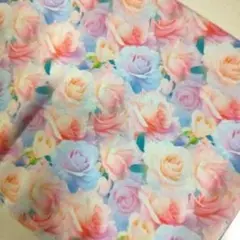 ハギレ 立体柄 プリント 花柄　バラ (3）