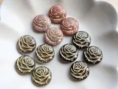 チェコビーズ◆薔薇◆リーフチャームもセットで