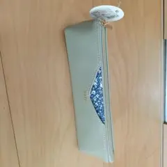 【新品】フラワー柄 ペンケース グリーン