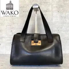 【MAURO GOVERNA×WAKO】黒 レザー シルバー金具 ハンドバッグ