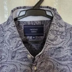 NICOLE Selection 半袖 シャツ ネイビー ペイズリー