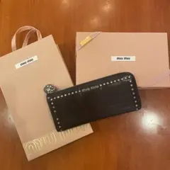 ミュウミュウ 長財布 本革 正規品 ブラック