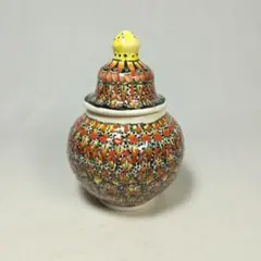 トルコ陶器 トルコ アヴァノス 小壺 小物入 蓋物 ハンドペイント