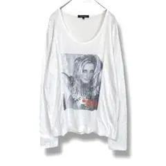 RATTEL TRAP スパンコール　フォト柄　長袖Tシャツ　カットソー　白