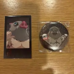 鬼滅の刃　ダイニング　お楽しみくじ　チェキ風ブロマイド　缶バッジ　嘴平　伊之助