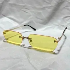 新品 リムレス ゴールド イエロー レンズ 数量限定 金 韓国 サングラス 眼鏡