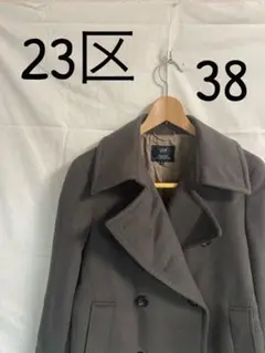 美品23区 pコート ウール アンゴラ 38 グリーンブラウン