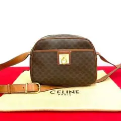 極 美品 セリーヌ マカダム ブラゾン リング 金具 レザー ショルダーバッグ