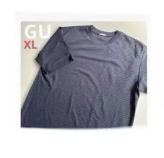新品未使用GUダークグレーブラック黒ストライプ 半袖Tシャツ XL大きいサイズ