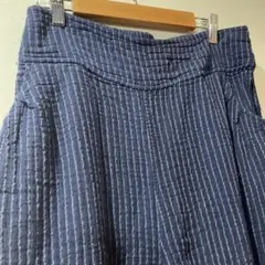 ダブルガーゼコットンパンツ　ストライプ　綿100% アラジンパンツ風