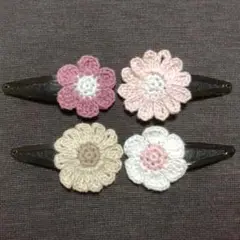 パッチンピンおすすめセット♡かぎ編み　ハンドメイド　ピンクホワイトベージュ