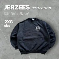 90s USA製 JERZEES ハイコットン スウェット 黒 2XL 短丈