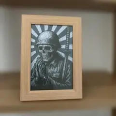 ドクロ 飾り絵 写真立て ハガキサイズ　インテリア